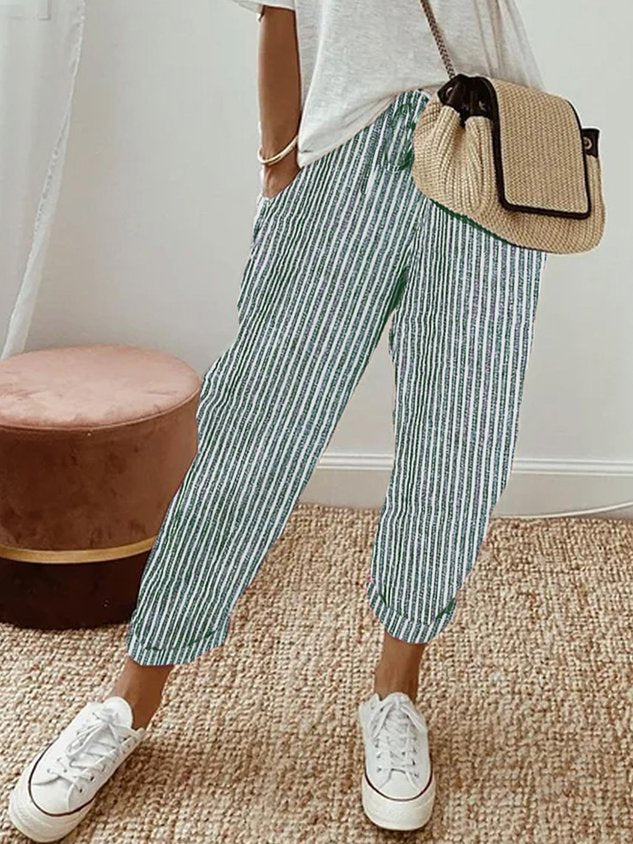 Fawnelle - Casual Cotton Linen Wide Pants
