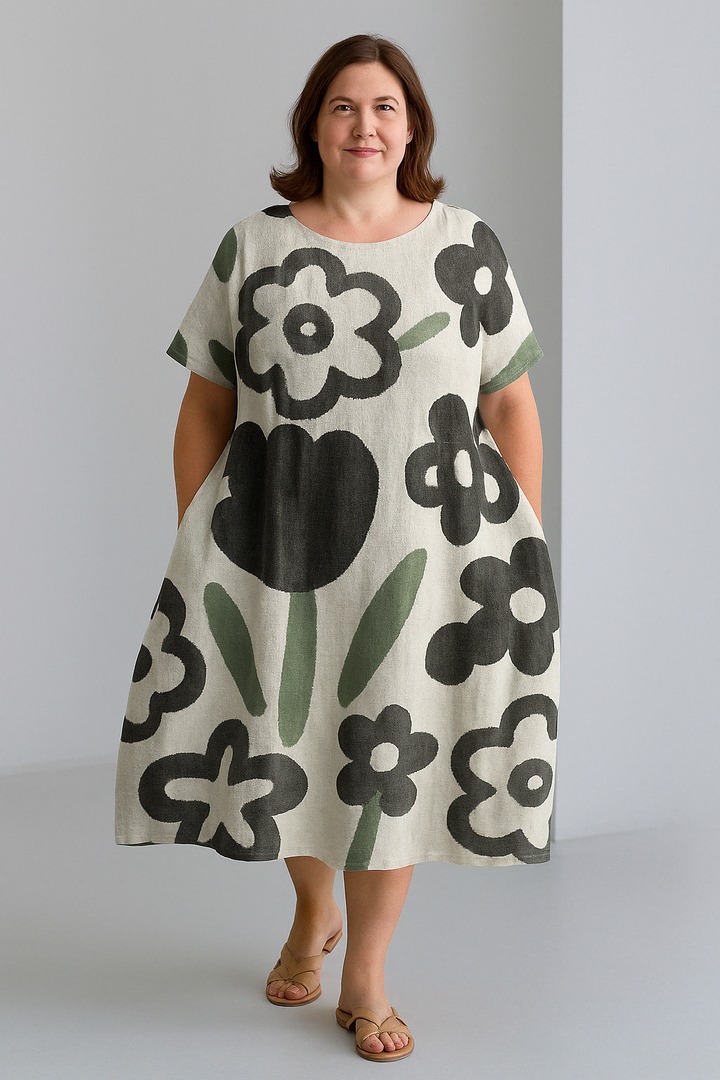 Dahlia - Women’s Printed Tummy Covering Dress