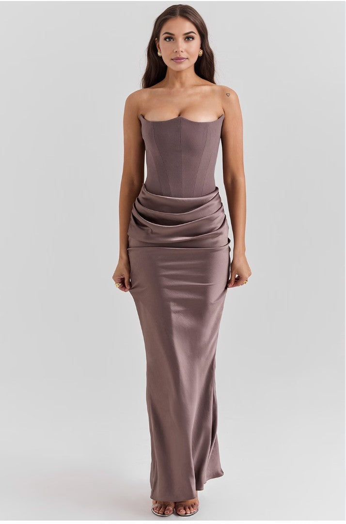 Paloma - Elegant Satin Strapless Maxi Dress