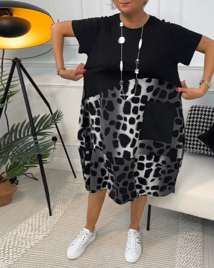 Jasetta - Fashionable Round Neck Printed Dress