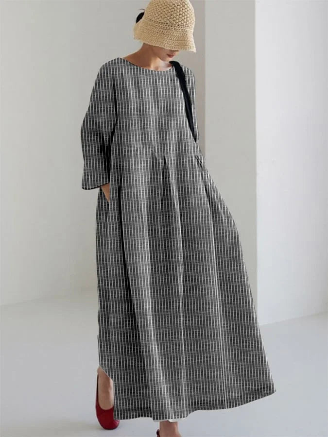 Talia - Vintage-Inspired Striped Loose Dress