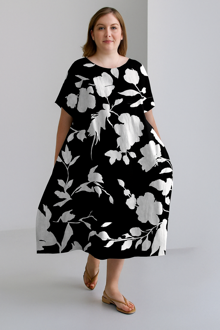 Dahlia - Women’s Printed Tummy Covering Dress