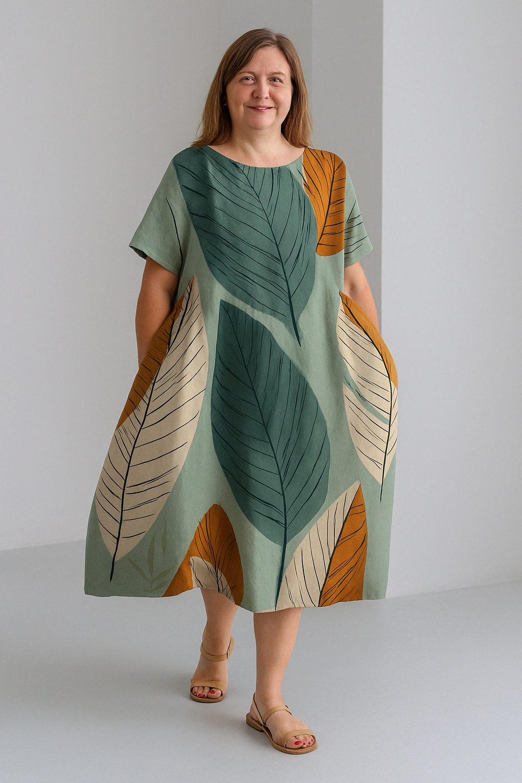 Dahlia - Women’s Printed Tummy Covering Dress