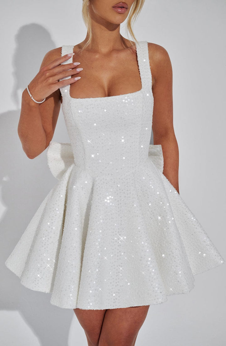 Yara - Sequins Bow Backless Mini Dress
