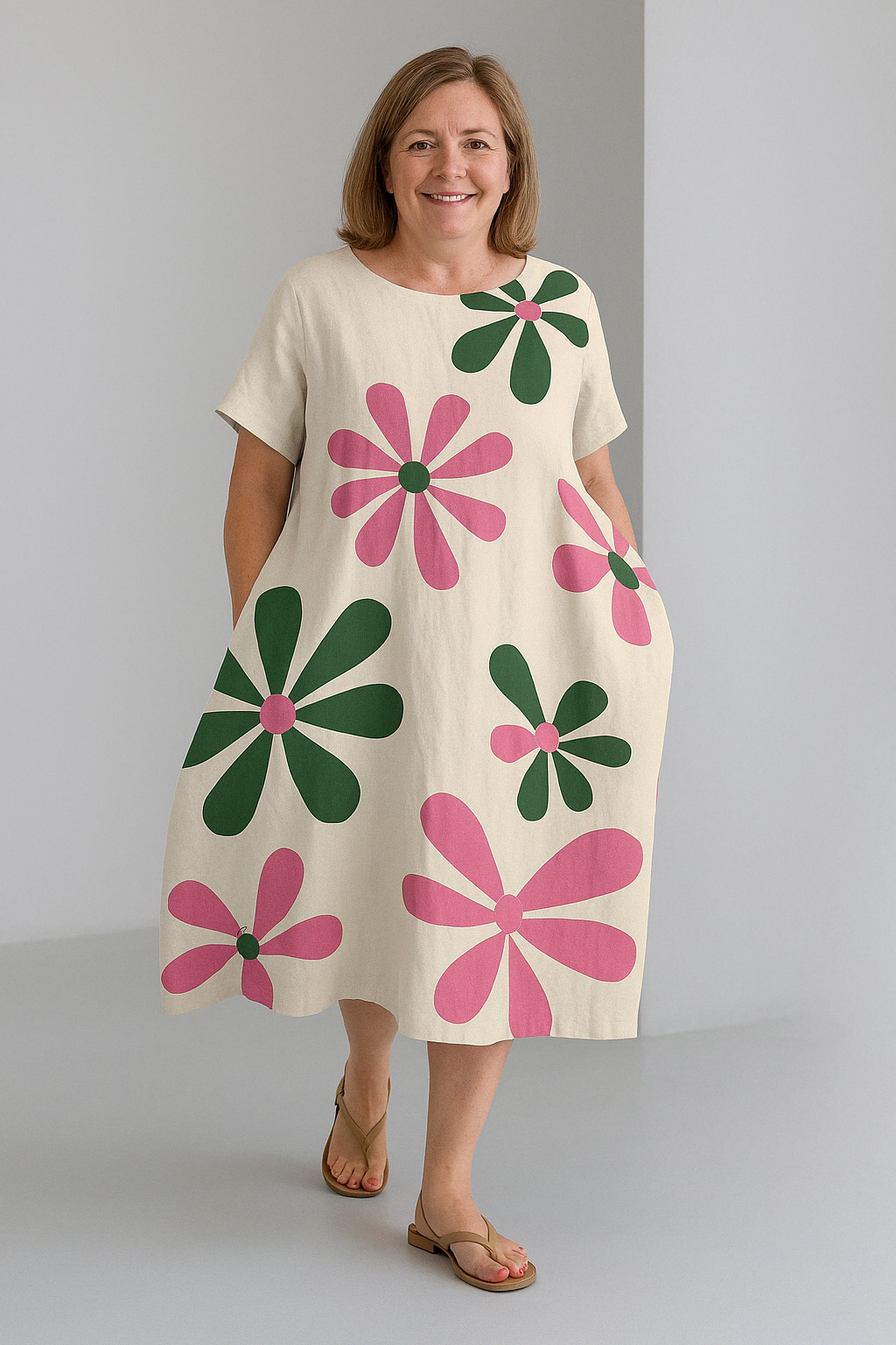 Zinnia - Vintage-Inspired Tummy Covering Midi Dress