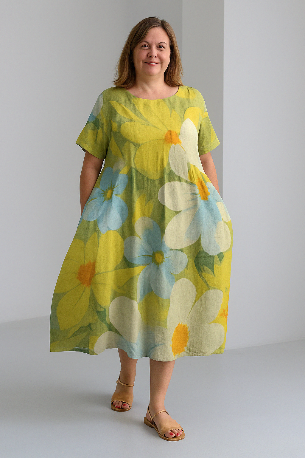 Dahlia - Women’s Printed Tummy Covering Dress