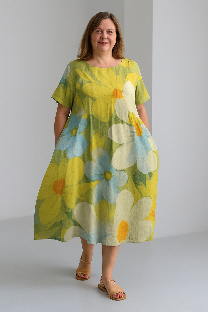 Dahlia - Women’s Printed Tummy Covering Dress