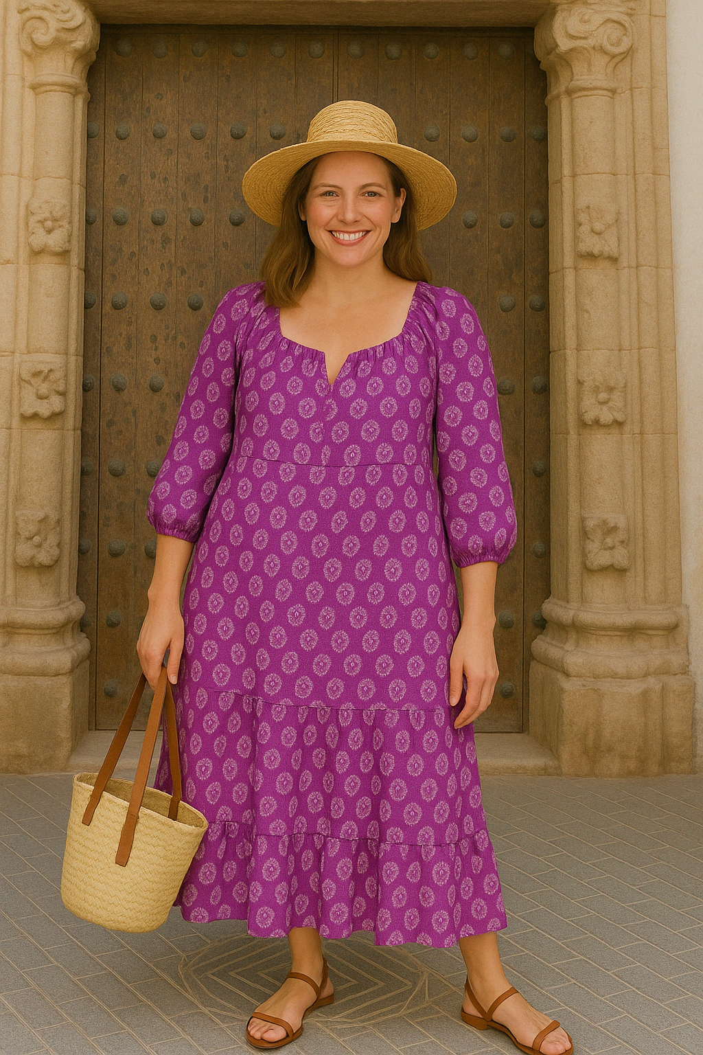 Willa - Women’s Floral Tiered Dress with Tummy Coverage