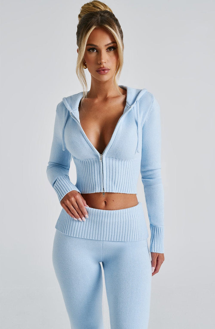 Portia Knit Hoodie - Baby Blue Tops Babyboo Fashion Premium Exclusive Design