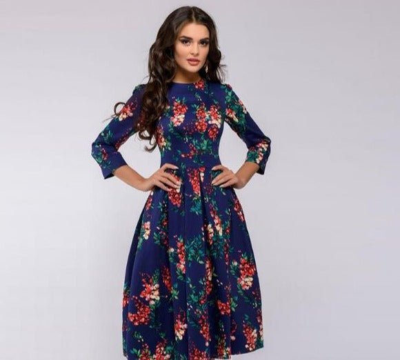 Zerelda - Elegant Pleated Floral Dress