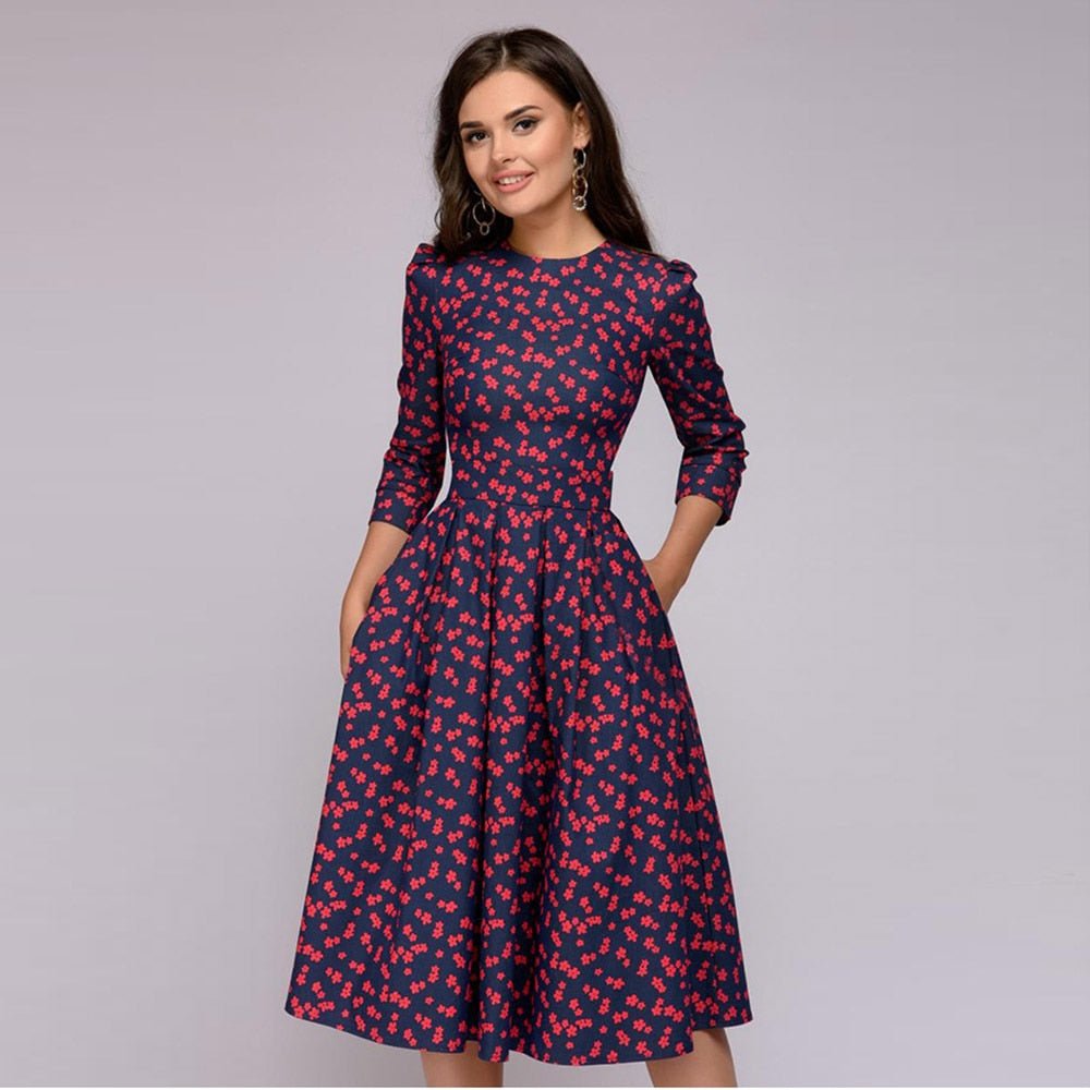 Zerelda - Elegant Pleated Floral Dress