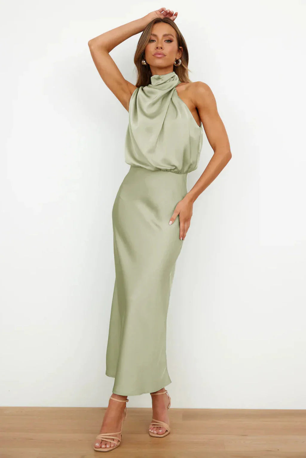 Wynnie - Elegant Satin Off-Shoulder Dress