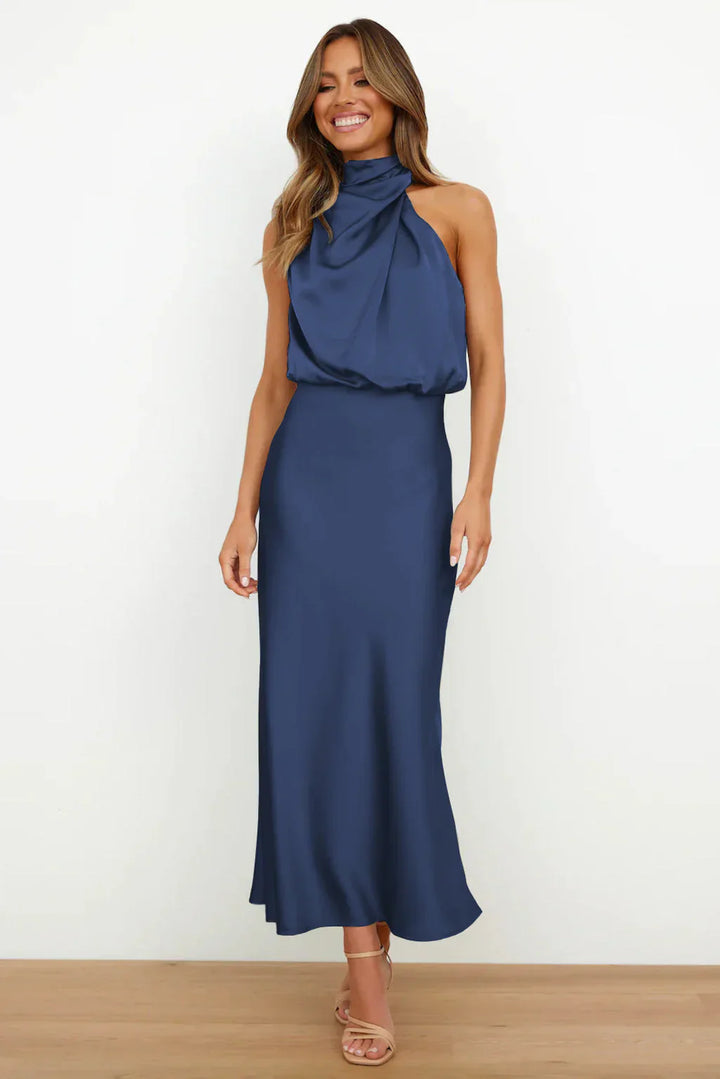 Wynnie - Elegant Satin Off-Shoulder Dress